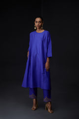 EMBROIDERED TUNIC TROUSER SET- PERSIAN BLUE