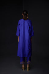 EMBROIDERED TUNIC TROUSER SET- PERSIAN BLUE