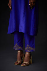 EMBROIDERED TUNIC TROUSER SET- PERSIAN BLUE