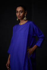 EMBROIDERED TUNIC TROUSER SET- PERSIAN BLUE