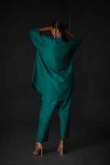 EMBROIDERED TUNIC TROUSER SET- EVER GREEEN