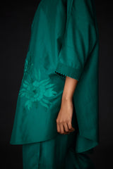 EMBROIDERED TUNIC TROUSER SET- EVER GREEEN