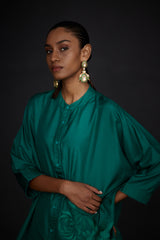 EMBROIDERED TUNIC TROUSER SET- EVER GREEEN