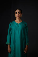 EMBROIDERED TUNIC TROUSER SET- EVER GREEEN