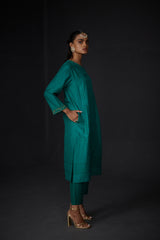 EMBROIDERED TUNIC TROUSER SET- EVER GREEEN