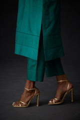 EMBROIDERED TUNIC TROUSER SET- EVER GREEEN