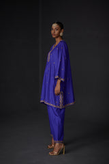 EMBROIDERED TUNIC TROUSER SET- PERSIAN BLUE