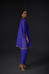EMBROIDERED TUNIC TROUSER SET- PERSIAN BLUE