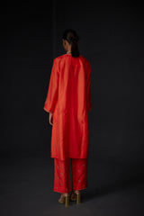 EMBROIDERED TUNIC TROUSER SET- SCARLET RED
