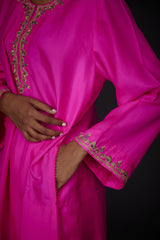 EMBROIDERED TUNIC TROUSER SET- HOT PINK