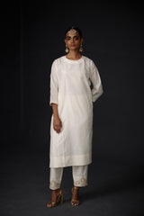 EMBROIDERED TUNIC TROUSER SET- IVORY