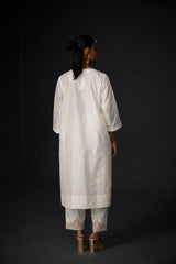 EMBROIDERED TUNIC TROUSER SET- IVORY