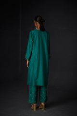 EMBROIDERED TUNIC TROUSER SET- EVER GREEEN