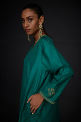 EMBROIDERED TUNIC TROUSER SET- EVER GREEEN