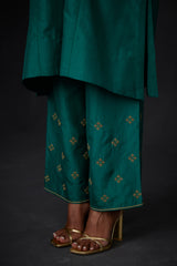 EMBROIDERED TUNIC TROUSER SET- EVER GREEEN