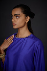 EMBROIDERED TUNIC TROUSER SET- PERSIAN BLUE