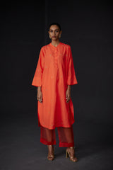 EMBROIDERED TUNIC TROUSER SET- SCARLET RED