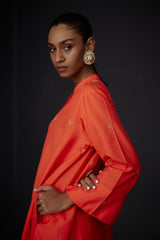 EMBROIDERED TUNIC TROUSER SET- SCARLET RED