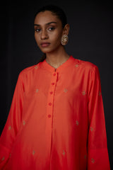 EMBROIDERED TUNIC TROUSER SET- SCARLET RED