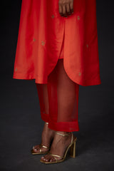 EMBROIDERED TUNIC TROUSER SET- SCARLET RED