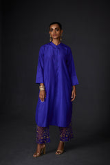 EMBROIDERED TUNIC TROUSER SET- PERSIAN BLUE