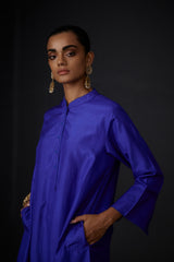 EMBROIDERED TUNIC TROUSER SET- PERSIAN BLUE