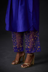 EMBROIDERED TUNIC TROUSER SET- PERSIAN BLUE