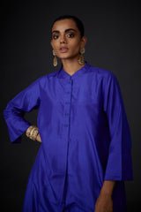 EMBROIDERED TUNIC TROUSER SET- PERSIAN BLUE