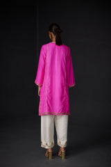 EMBROIDERED TUNIC TROUSER SET- HOT PINK