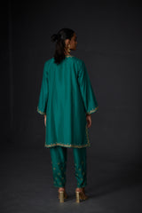 EMBROIDERED TUNIC TROUSER SET- EVER GREEEN