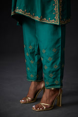 EMBROIDERED TUNIC TROUSER SET- EVER GREEEN