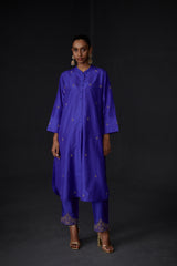 EMBROIDERED TUNIC TROUSER SET- PERSIAN BLUE