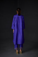 EMBROIDERED TUNIC TROUSER SET- PERSIAN BLUE
