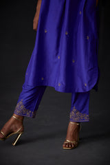 EMBROIDERED TUNIC TROUSER SET- PERSIAN BLUE