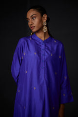 EMBROIDERED TUNIC TROUSER SET- PERSIAN BLUE