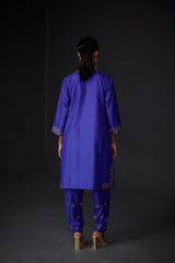 EMBROIDERED TUNIC TROUSER SET- PERSIAN BLUE