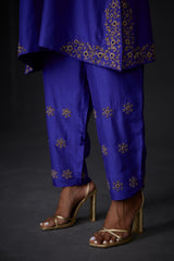 EMBROIDERED TUNIC TROUSER SET- PERSIAN BLUE
