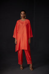 EMBROIDERED TUNIC TROUSER SET- SCARLET RED