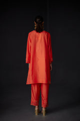 EMBROIDERED TUNIC TROUSER SET- SCARLET RED