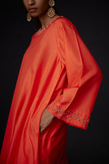 EMBROIDERED TUNIC TROUSER SET- SCARLET RED