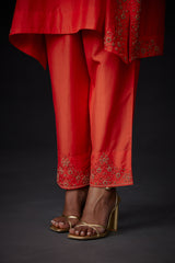EMBROIDERED TUNIC TROUSER SET- SCARLET RED