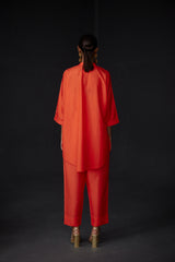 EMBROIDERED TUNIC TROUSER SET- SCARLET RED