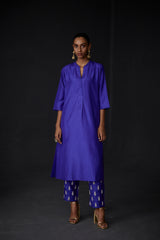 EMBROIDERED TUNIC TROUSER SET- PERSIAN BLUE