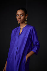 EMBROIDERED TUNIC TROUSER SET- PERSIAN BLUE