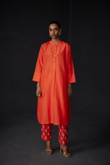 EMBROIDERED TUNIC TROUSER SET- SCARLET RED