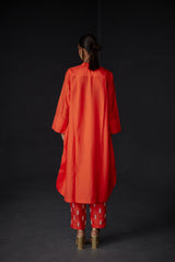 EMBROIDERED TUNIC TROUSER SET- SCARLET RED