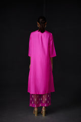 EMBROIDERED TUNIC TROUSER SET- HOT PINK