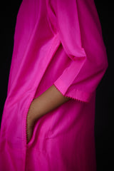 EMBROIDERED TUNIC TROUSER SET- HOT PINK