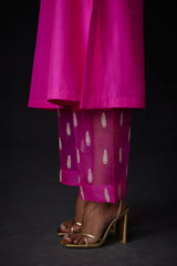 EMBROIDERED TUNIC TROUSER SET- HOT PINK