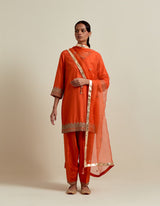 HAND EMBROIDERED DUPATTA- RUST
